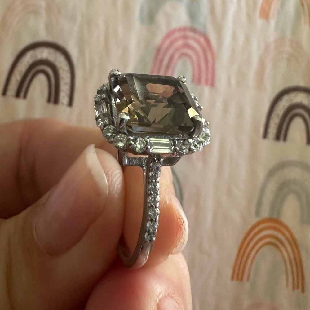 🌼 Etsy Smoky quartz ring with 925 stamped sterling silver size 7